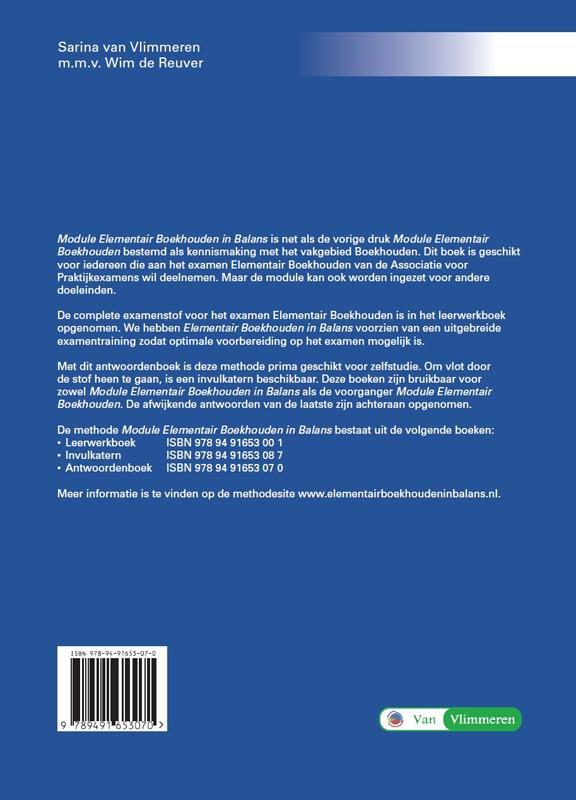 Module elementair boekhouden in balans Havo/vwo Antwoordenboek achterkant