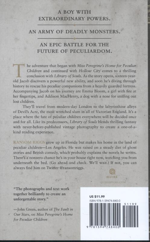 Library of souls / Miss Peregrine's peculiar children / 3 achterkant