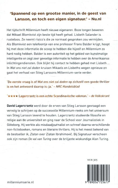 Wat ons niet zal doden / Millennium / 4 achterkant