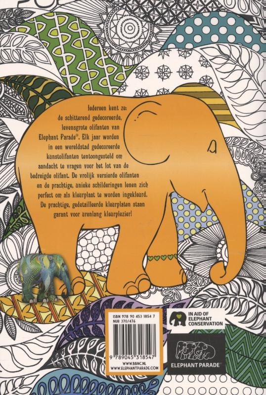 Het enige echte olifantenkleurboek voor volwassenen achterkant
