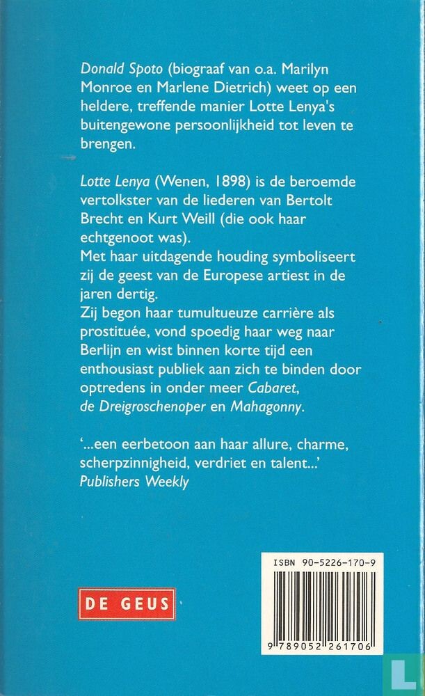 Lotte Lenya, een leven / Geuzenpocket / 16 achterkant