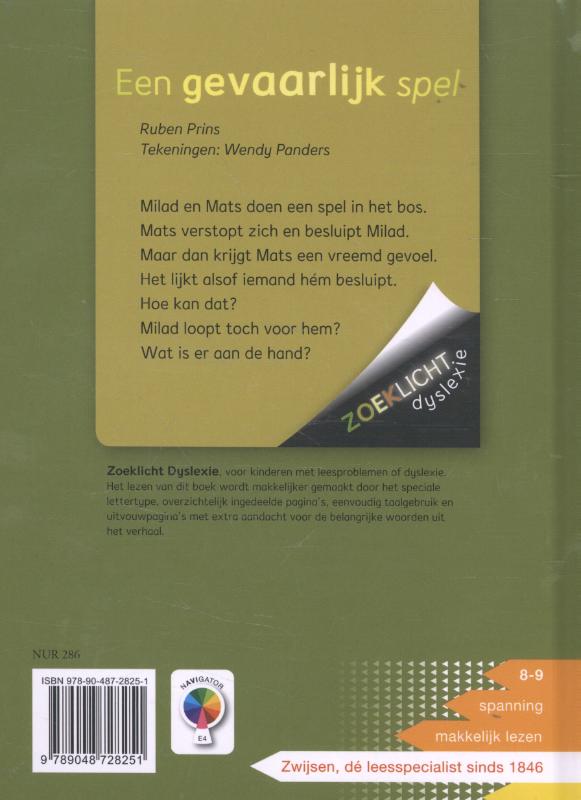 Een gevaarlijk spel / Zoeklicht dyslexie achterkant