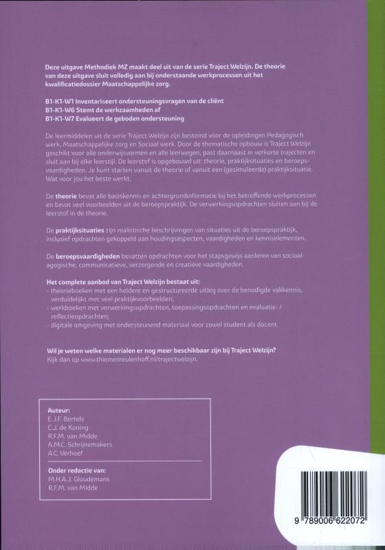 Traject Welzijn  - Methodiek MZ niveau 3/4 Theorieboek achterkant