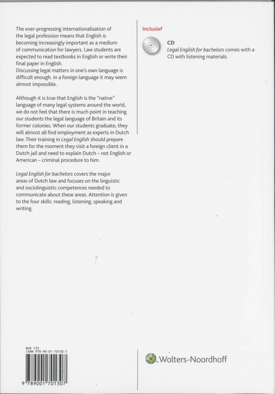 Legal English for Bachelors (Incl. CD) achterkant