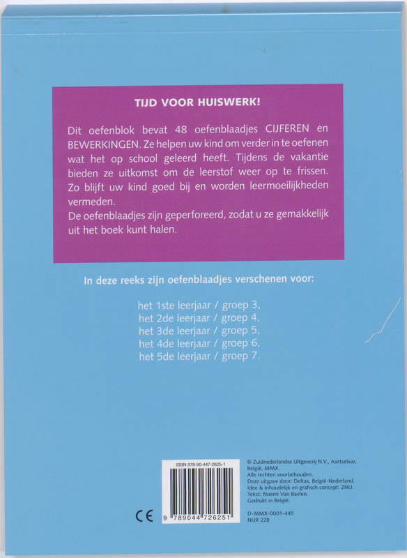 Cijferen en bewerkingen 9-10 jr / Tijd voor huiswerk achterkant