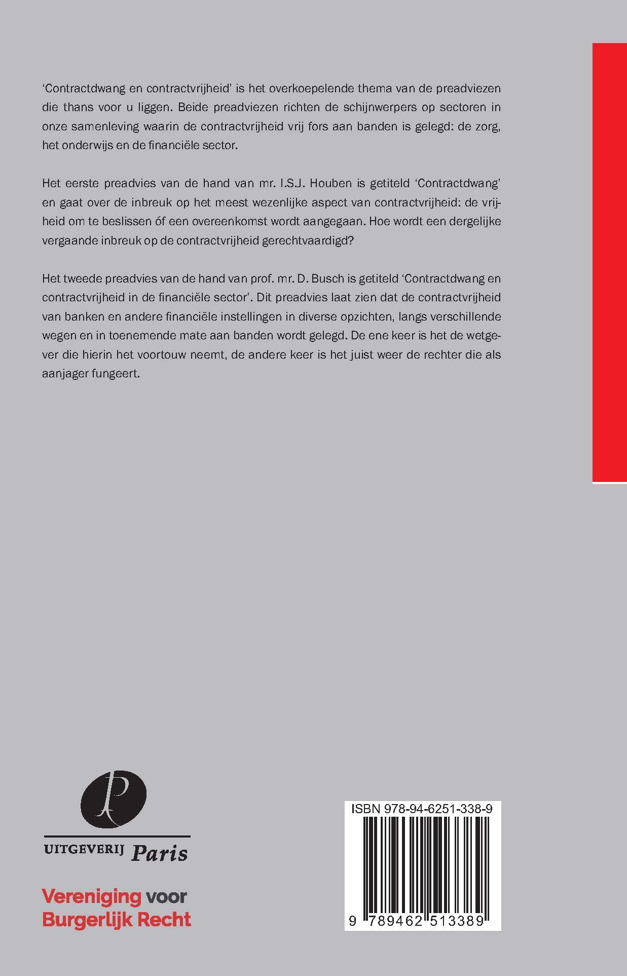 Contractdwang en contractvrijheid / Preadviezen Vereniging voor Burgerlijk Recht achterkant