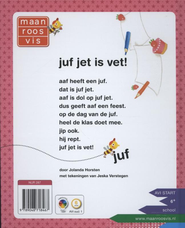 Juf Jet is vet! / Maan roos vis achterkant