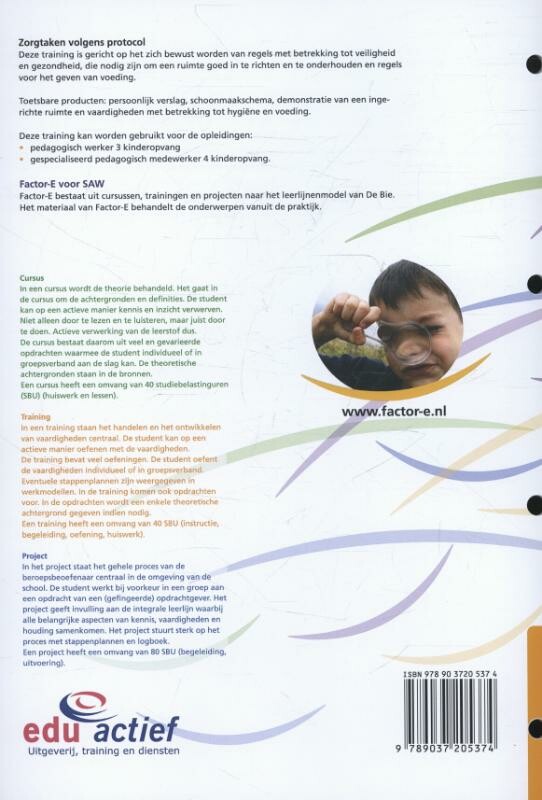 Zorgtaken volgens protocol / SAW niv. 3/4 / Training werkboek / Factor-E achterkant