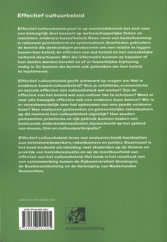 Boekmanstudies -  effectief cultuurbeleid Boekmanstudies  -   effectief cultuurbeleid achterkant