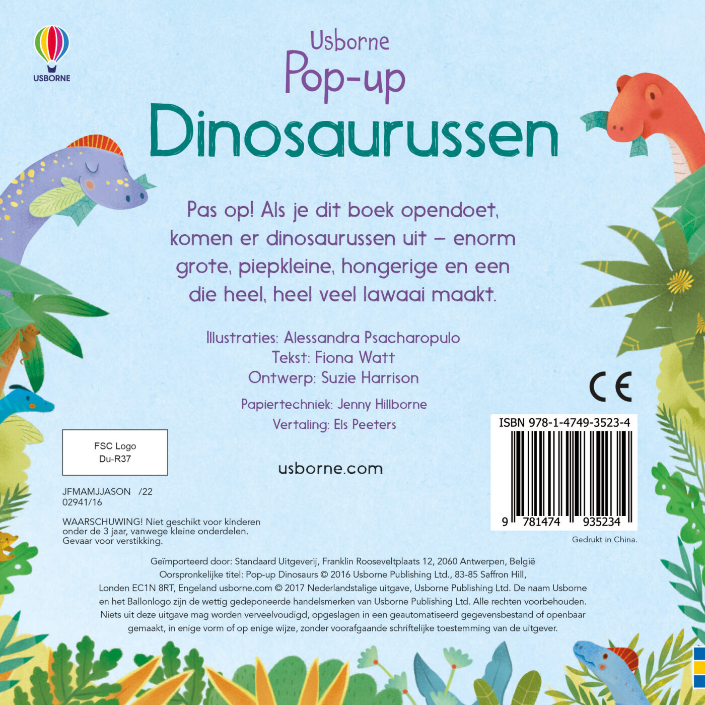Pop-up dinosaurussen achterkant