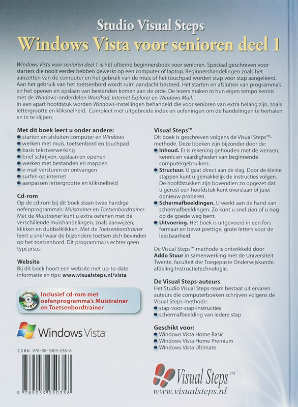 Windows Vista Voor Senioren / 1 + Cd-Rom achterkant