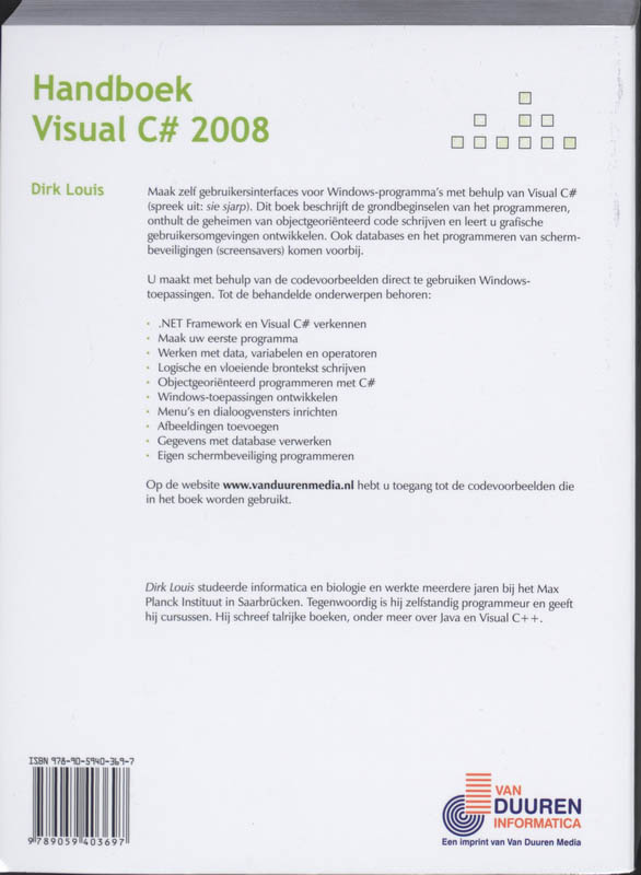 Handboek Visual C# 2008 achterkant