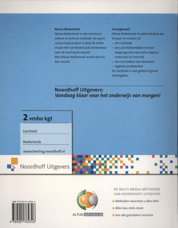 Nieuw Nederlands  4e vmbo kgt 2 Leerboek achterkant