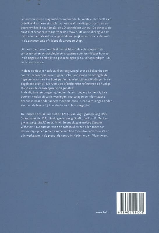 Echoscopie in de verloskunde en gynaecologie achterkant