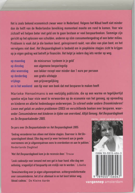 Het Bespaardagboek / 2006 achterkant