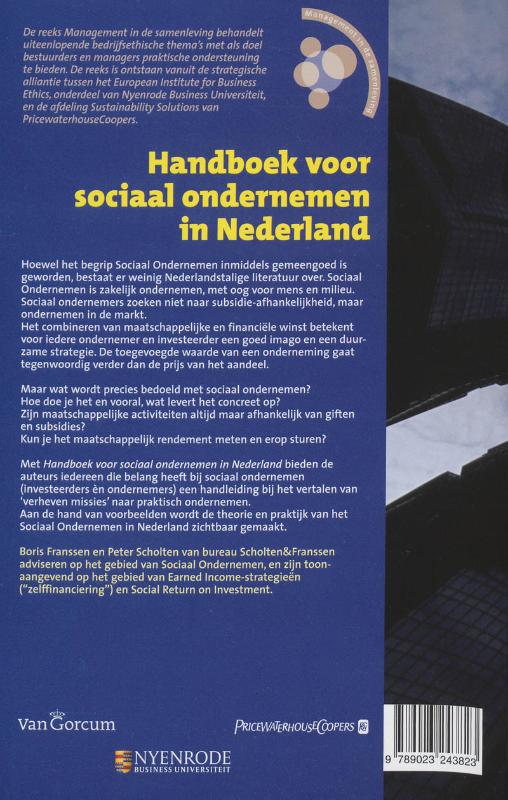 Management in de samenleving - Handboek voor sociaal ondernemen in Nederland achterkant