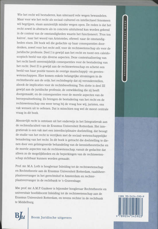 Meesterlijk recht / Boom Juridische studieboeken achterkant