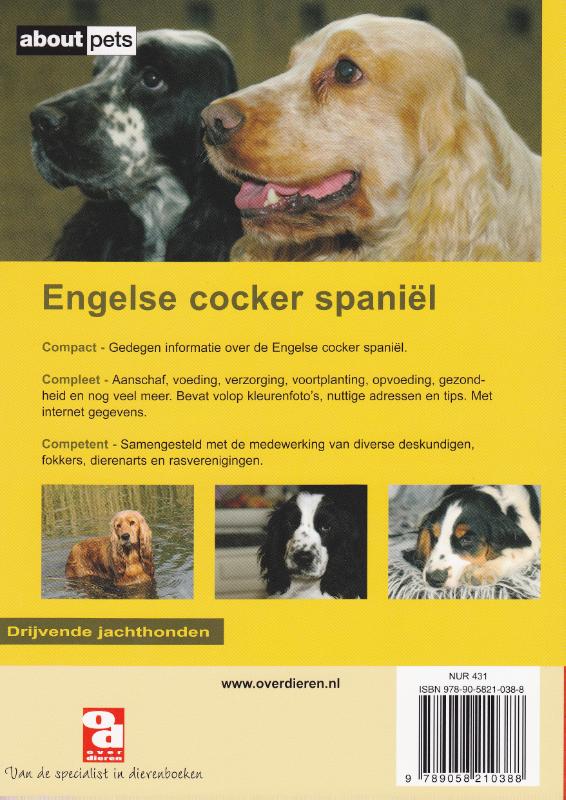 De engelse cocker spaniel / Over Dieren achterkant