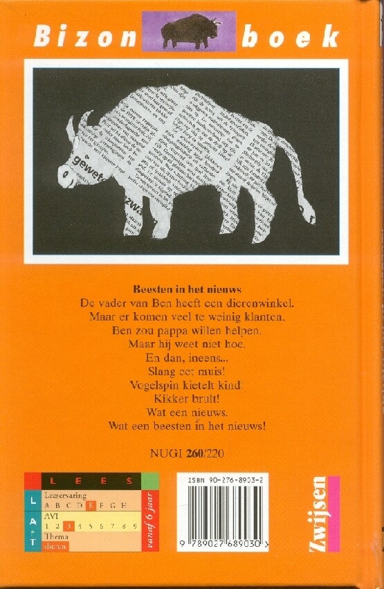 Beesten in het nieuws / Bizon geel achterkant