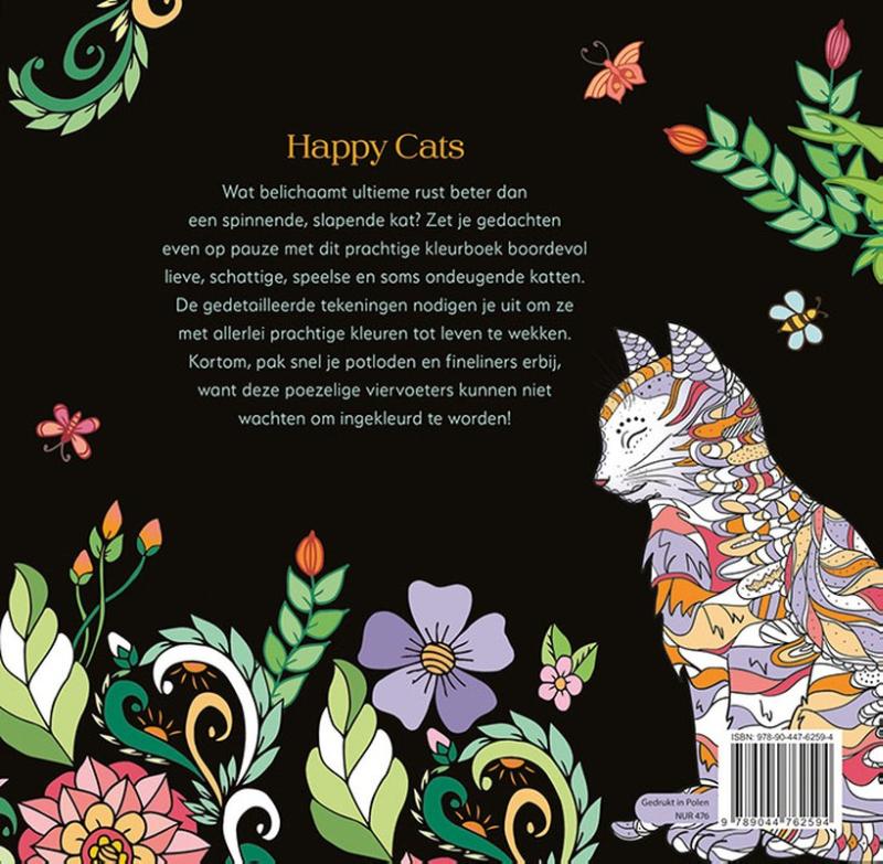 Happy cats - Kleuren voor volwassenen achterkant