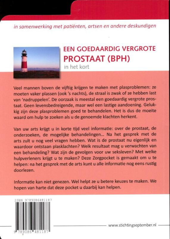 Een goedaardig vergrote prostaat (BPH) achterkant