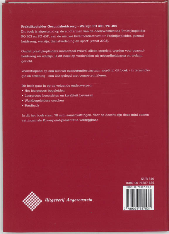 Praktijkopleider Gezondheidszorg - Welzijn Po 403 404 achterkant