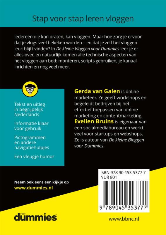 De kleine vloggen voor dummies / Voor Dummies achterkant