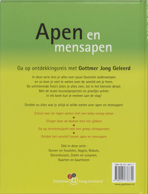 Apen en mensapen / Gottmer jong geleerd Apen en mensapen / Gottmer jong geleerd achterkant