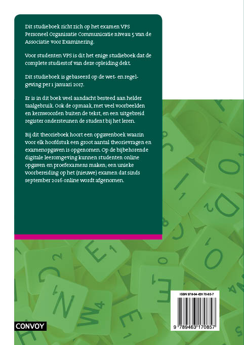 Vakopleiding payroll services Personeel, organisatie en communicatie 2017-2018 Theorieboek achterkant