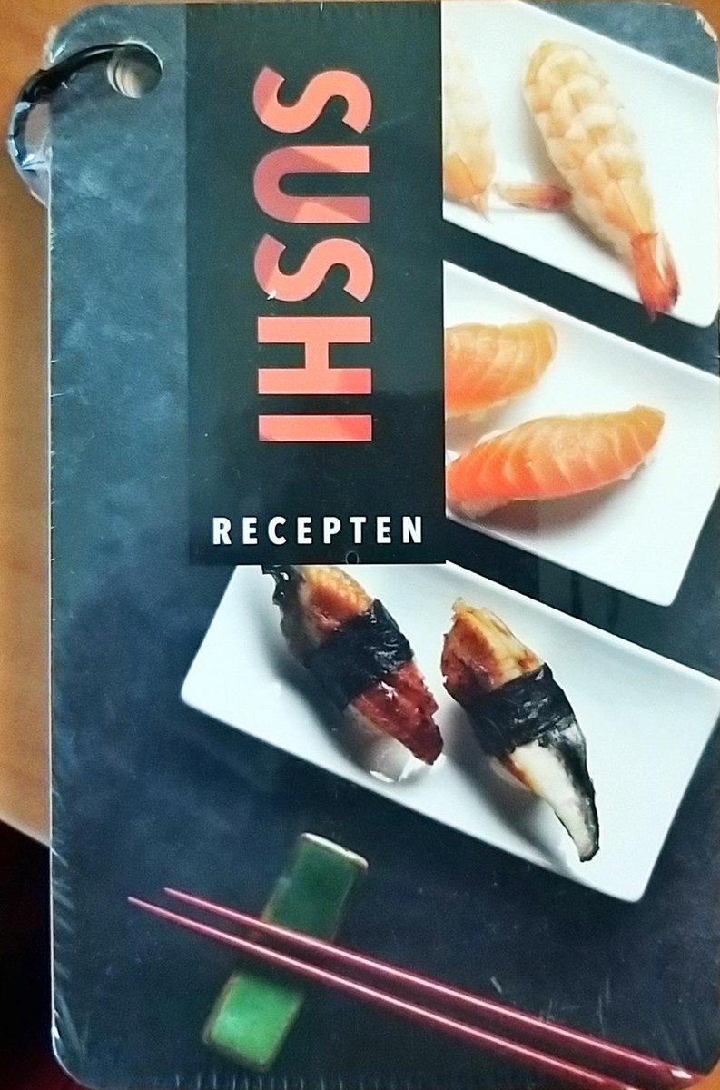 Receptenwaaiers 4 titels in display Sushi