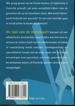 De taal van de menukaart Frans achterkant