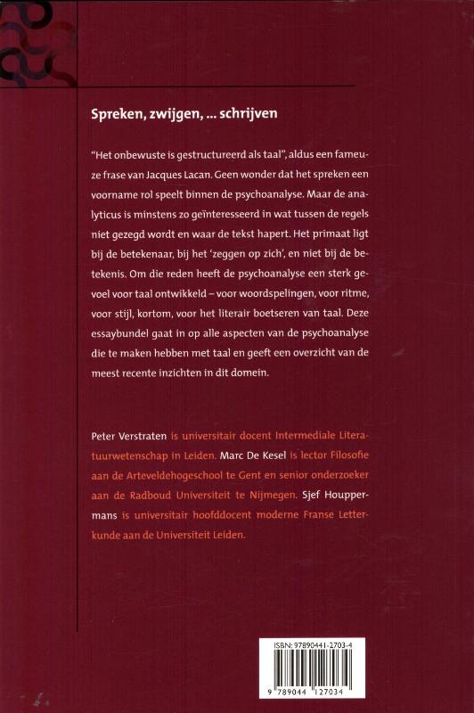 Spreken, Zwijgen,... Schrijven achterkant