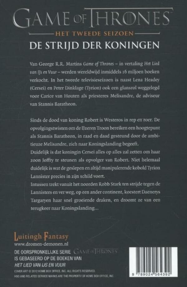 De Strijd der Koningen / Game of Thrones / 2 achterkant