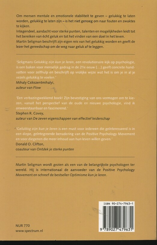 Gelukkig zijn kun je leren achterkant