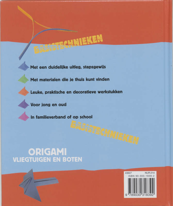 Origami / Vliegtuigen en boten / Basistechnieken knutselen achterkant