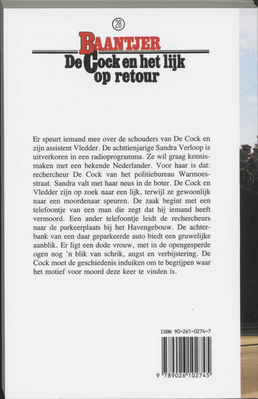 De Cock en het lijk op retour / Baantjer / 28 achterkant