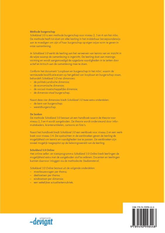 Schokland 3.0 Niveau 3-4 mbo Werkboek burgerschap achterkant