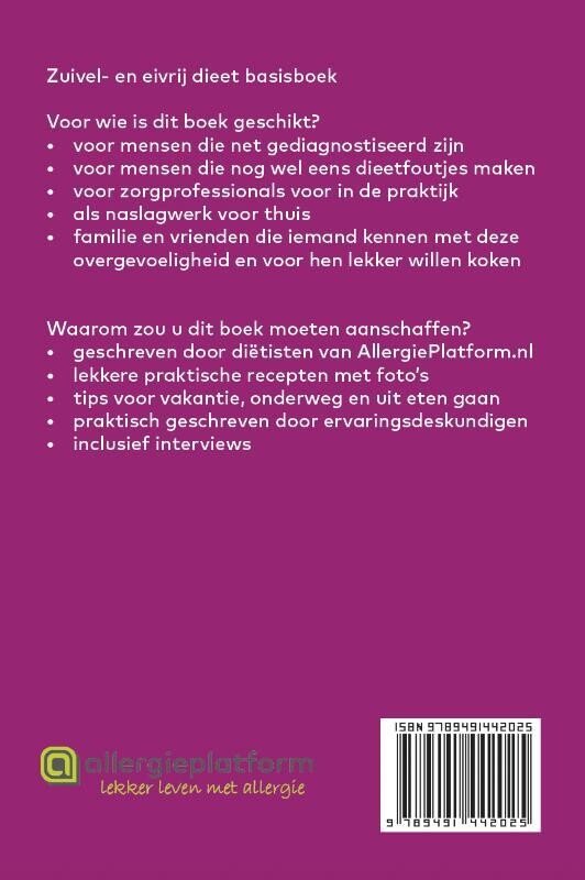 Zuivel- en kippeneivrij dieet basisboek achterkant