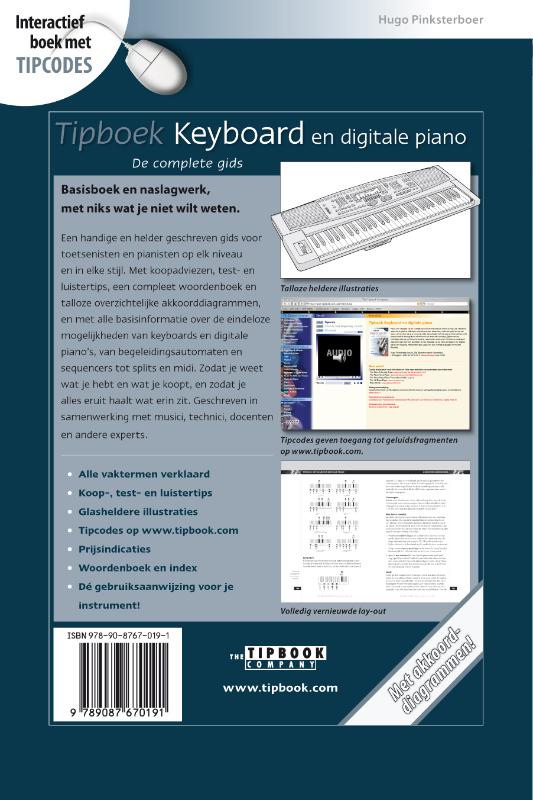 Tipboek Keyboard en digitale piano achterkant