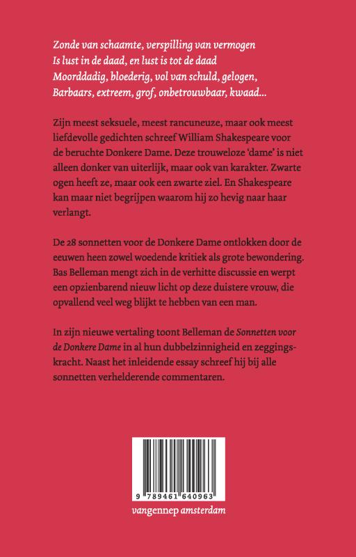 Sonnetten voor de Donkere Dame achterkant