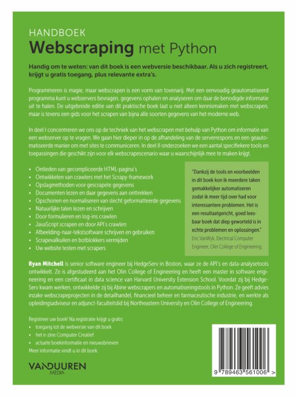 Handboek webscraping met Python / Handboeken achterkant