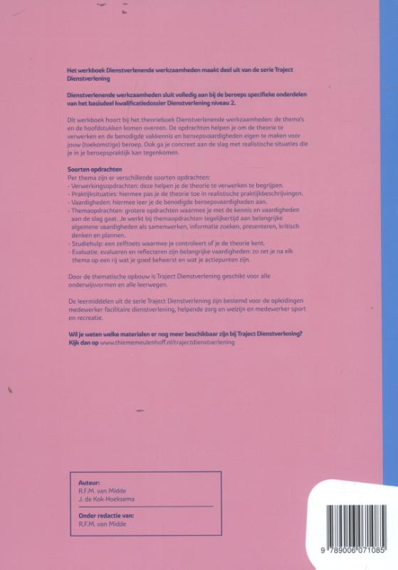 Dienstverlenende werkzaamheden / mbo / werkboek niveau 2 / Traject Dienstverlening achterkant