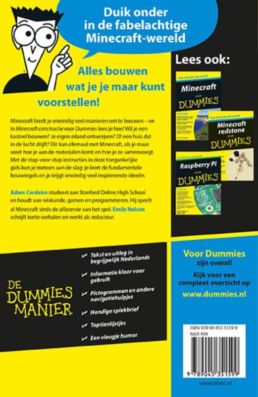 Minecraft constructie voor Dummies / Voor Dummies achterkant