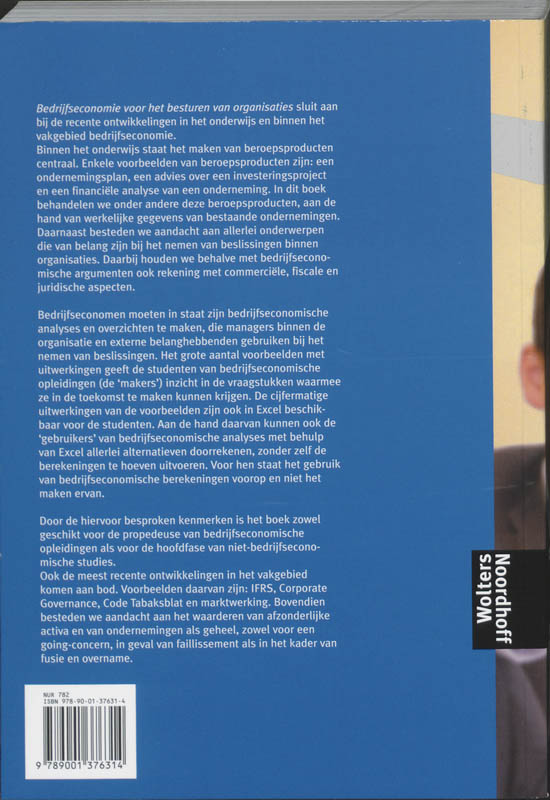 Bedrijfseconomie voor het besturen van organisaties achterkant