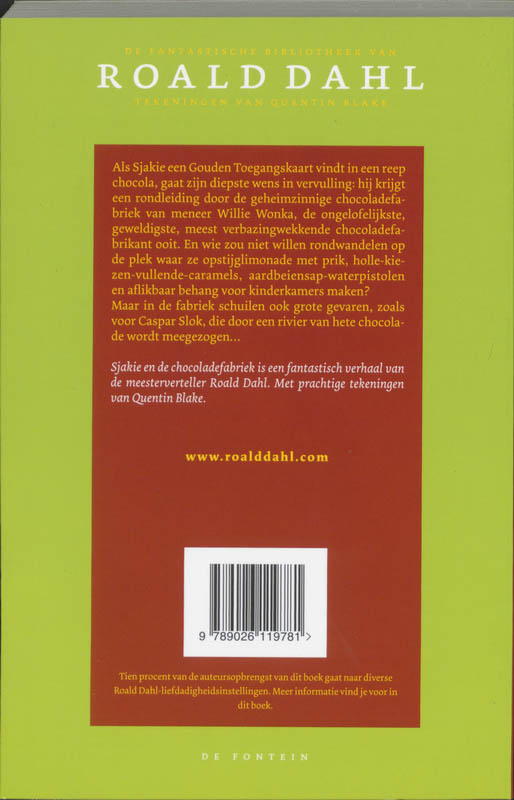 Sjakie en de chocoladefabriek / De fantastische bibliotheek van Roald Dahl / 2 achterkant