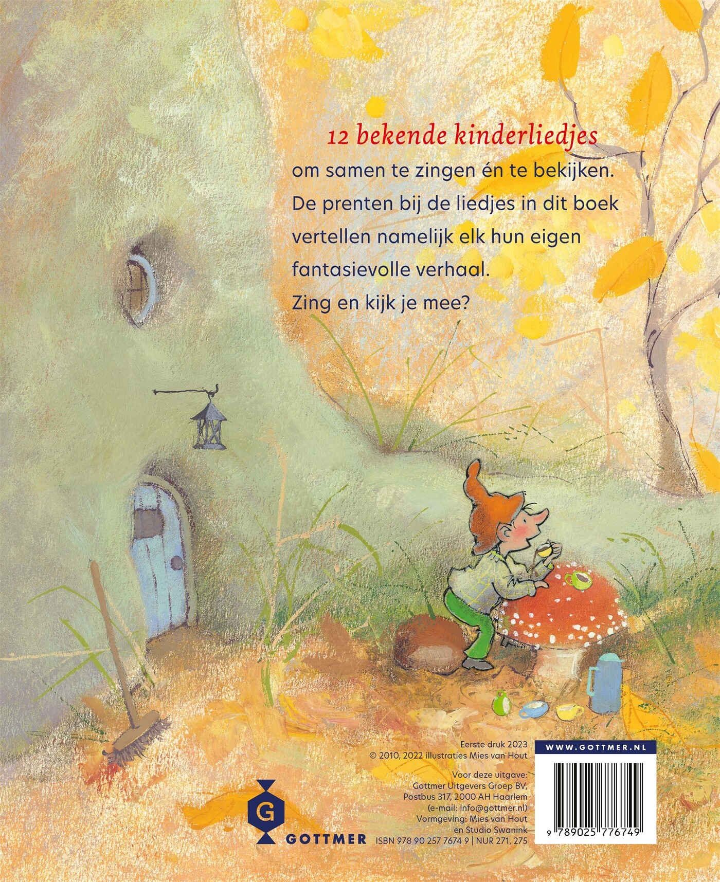 Op een grote paddenstoel / Liedjesboeken Mies van Hout achterkant
