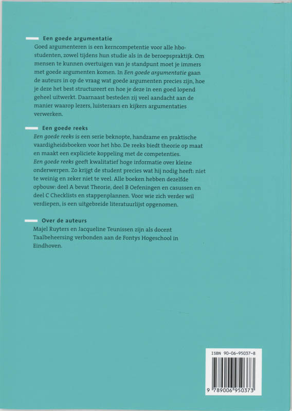 Een goede argumentatie Een goede argumentatie achterkant