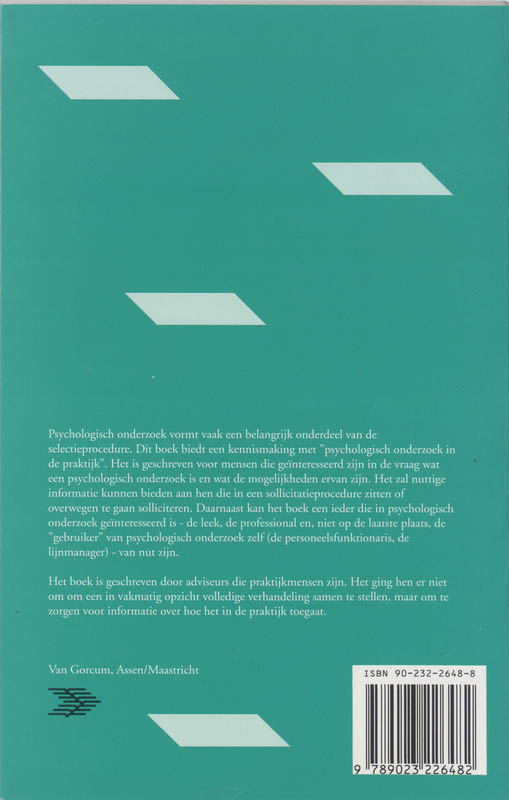 Het Psychologisch Onderzoek In De Personeelsselectie achterkant