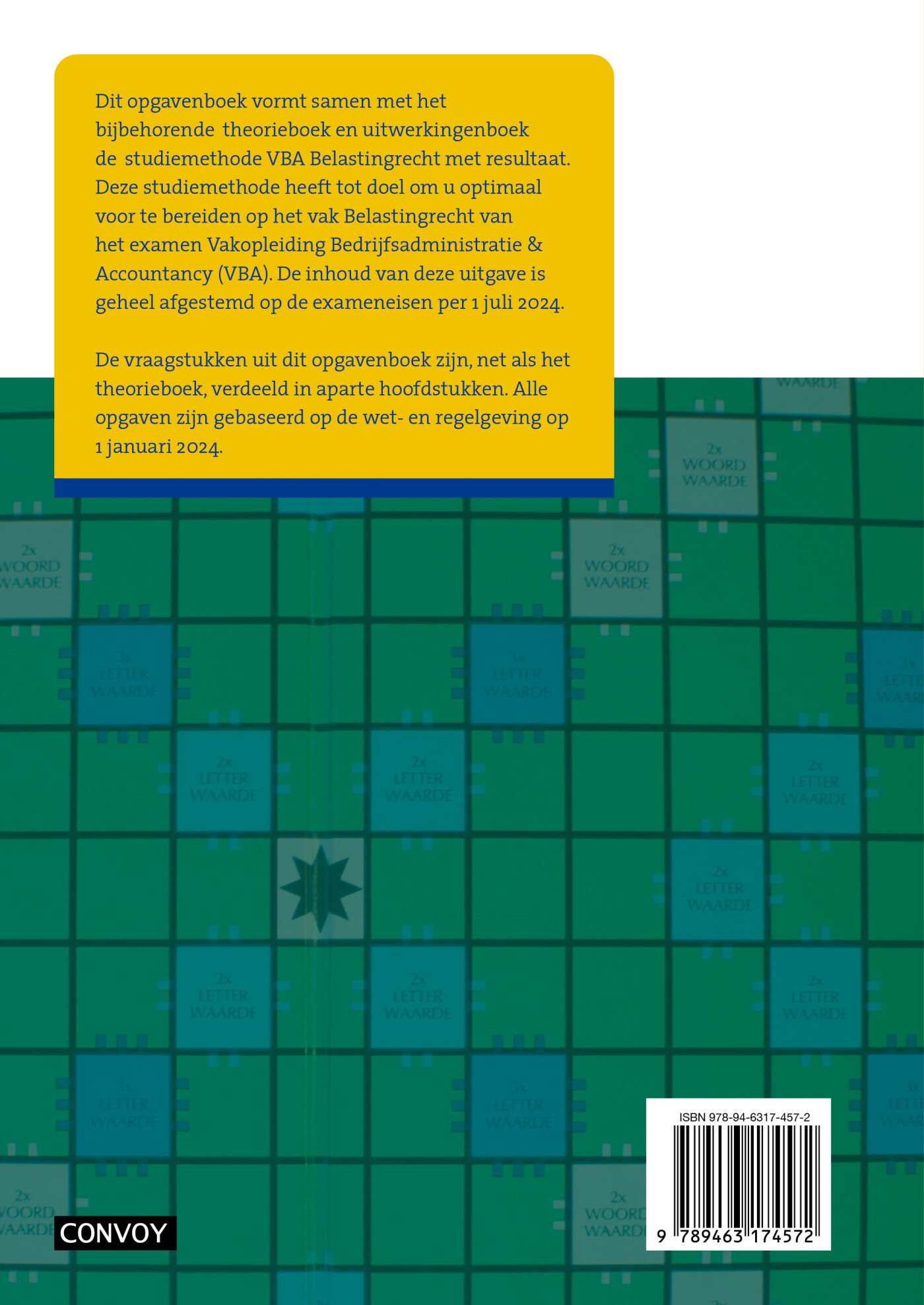 2024/2025 / VBA Belastingrecht met resultaat / Opgavenboek achterkant