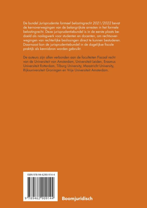 Jurisprudentie formeel belastingrecht 2021/2022 / Boom fiscale studieboeken achterkant